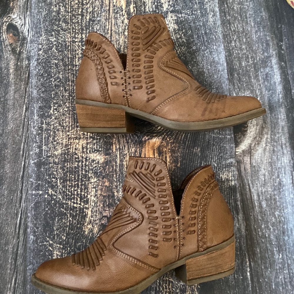 Western Brown Ankle Boots
